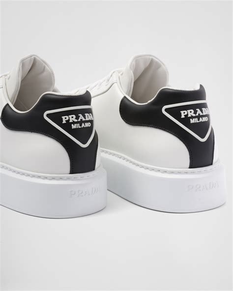 White/black Prada Macro Leather Sneakers 